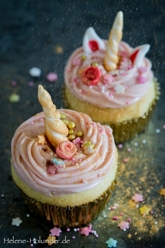 Unicorn Cupcakes, vegan, Helene Holunder